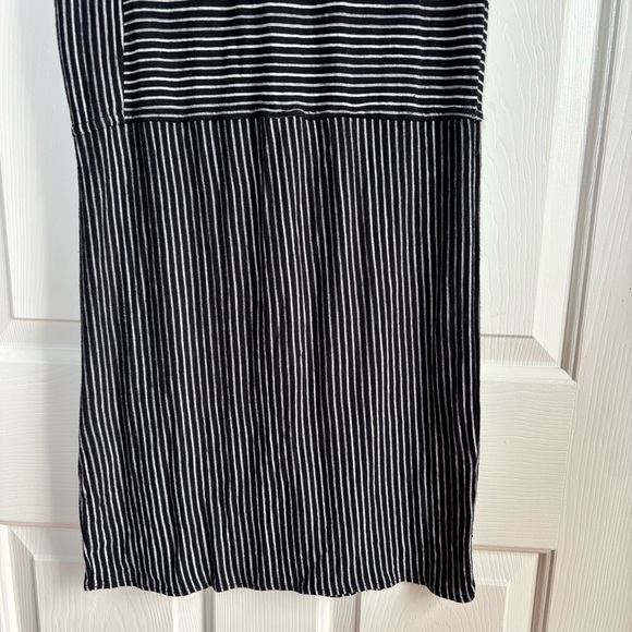 Derek Lam Dress Small Linen Blend Cowl Neck Black Gray Stripe Coastal Minimalist - Picture 7 of 10